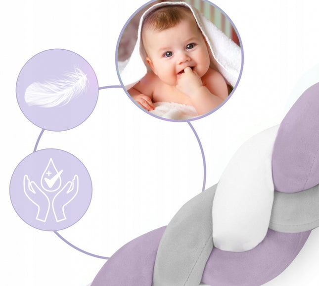 Protectie laterala pentru patut, impletita, 3 M, Ricokids 722104 - Mov
