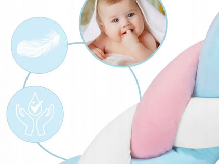 Protectie laterala pentru patut, impletita, 3 M, Ricokids 722105 - Albastru - Roz
