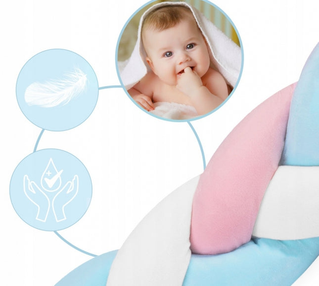 Protectie laterala pentru patut, impletita, 3 M, Ricokids 722105 - Albastru - Roz