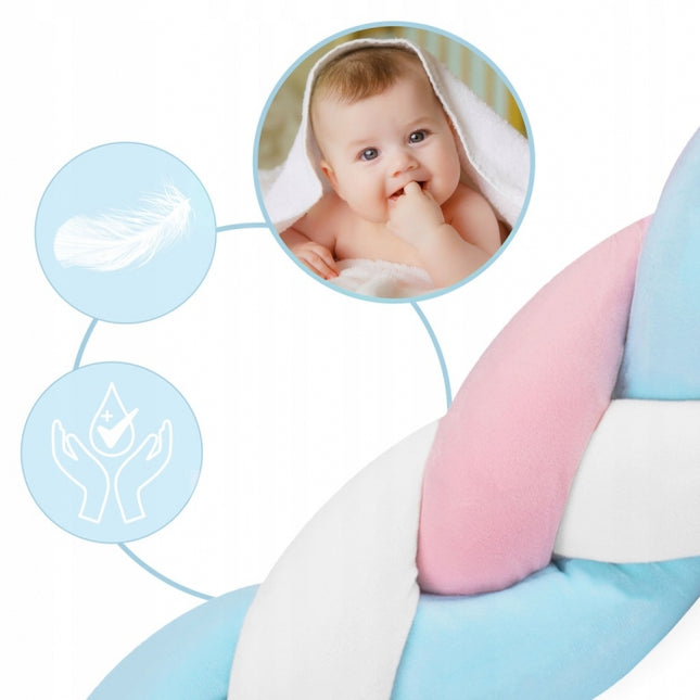 Protectie laterala pentru patut, impletita, 3 M, Ricokids 722105 - Albastru - Roz