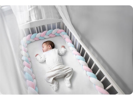 Protectie laterala pentru patut, impletita, 3 M, Ricokids 722105 - Albastru - Roz