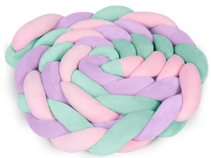 Protectie laterala pentru patut, impletita, 3 M, Ricokids 722106 - Roz - Mov - Turcoaz
