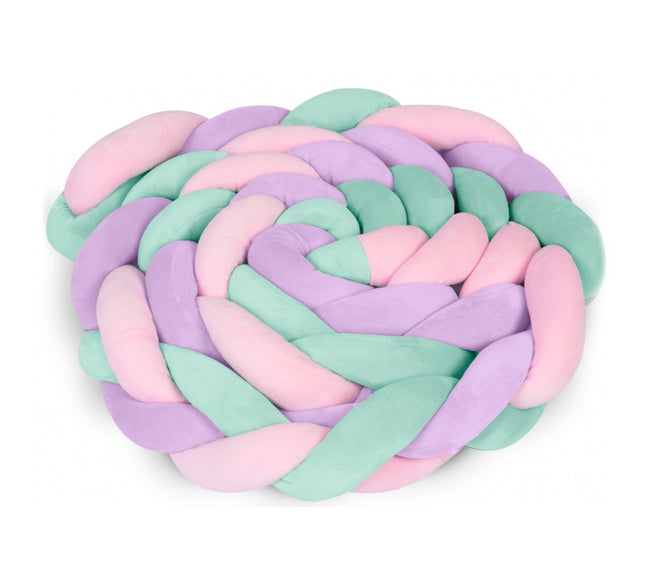 Protectie laterala pentru patut, impletita, 3 M, Ricokids 722106 - Roz - Mov - Turcoaz