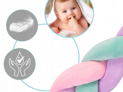 Protectie laterala pentru patut, impletita, 3 M, Ricokids 722106 - Roz - Mov - Turcoaz