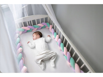 Protectie laterala pentru patut, impletita, 3 M, Ricokids 722106 - Roz - Mov - Turcoaz
