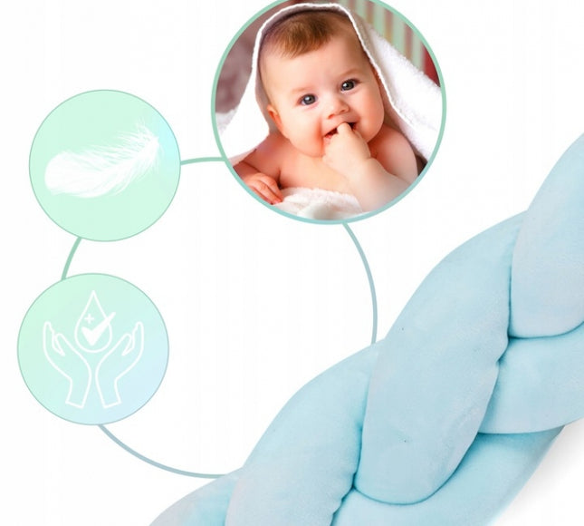 Protectie laterala pentru patut, impletita, 3 M, Ricokids 722111 - Albastru