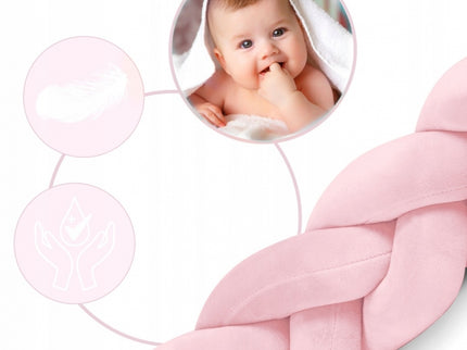 Protectie laterala pentru patut, impletita, 3 M, Ricokids 722113 - Roz deschis