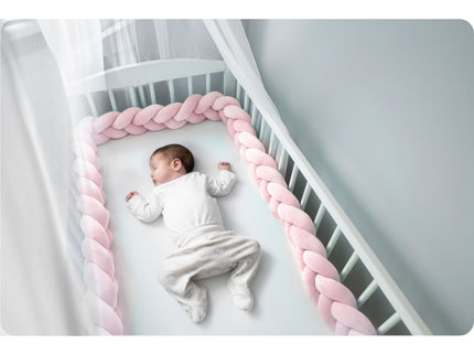 Protectie laterala pentru patut, impletita, 3 M, Ricokids 722113 - Roz deschis