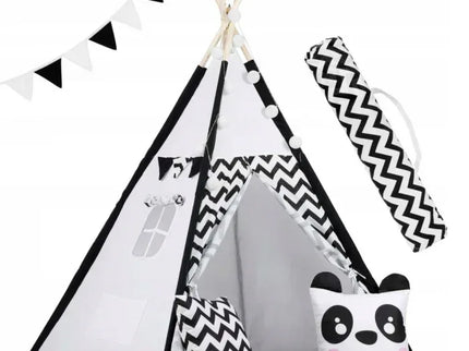 Cort de joaca pentru copii cu ghirlanda,lumini si 2 pernite Ricokids 740005, 120 X 120 X 165 cm - Panda - Resigilat - Bebeboo - Totul pentru copii. Jucării, Hăinuțe, Perne, Mobilier, Textile