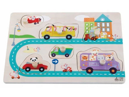 Puzzle din lemn cu 6 elemente Sun Baby 060 Street - Bebeboo - Totul pentru copii. Jucării, Hăinuțe, Perne, Mobilier, Textile