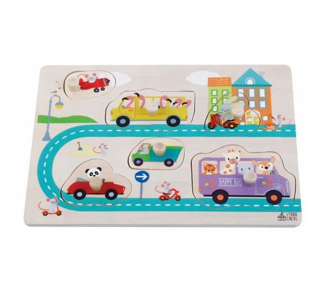 Puzzle din lemn cu 6 elemente Sun Baby 060 Street - Bebeboo - Totul pentru copii. Jucării, Hăinuțe, Perne, Mobilier, Textile