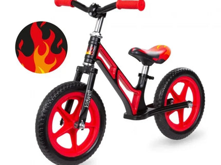 Bicicleta fara pedale cu cadru din magneziu Kidwell COMET - Black Red - Bebeboo - Totul pentru copii. Jucării, Hăinuțe, Perne, Mobilier, Textile