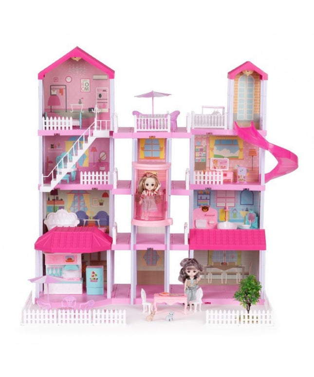 Casuta pentru papusi cu mobilier, gradina si LED-uri Ecotoys HC507637