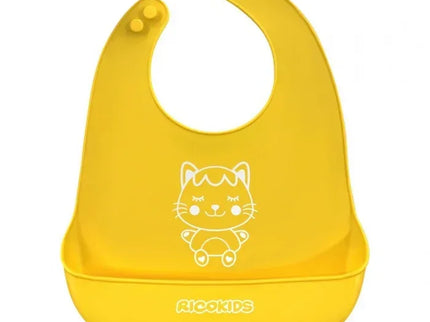Bavetica din silicon cu buzunar Ricokids 700390 - Galben - Bebeboo - Totul pentru copii. Jucării, Hăinuțe, Perne, Mobilier, Textile