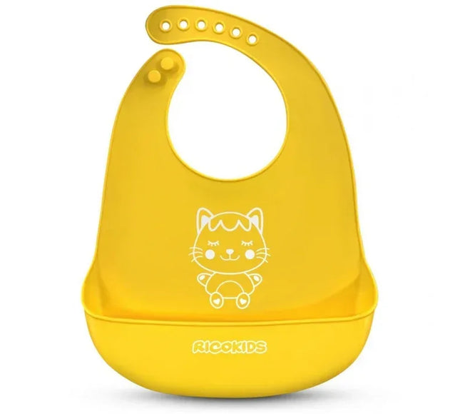 Bavetica din silicon cu buzunar Ricokids 700390 - Galben - Bebeboo - Totul pentru copii. Jucării, Hăinuțe, Perne, Mobilier, Textile