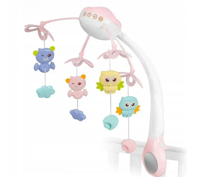 Carusel muzical pentru patut cu proiector, sunete si jucarii Ricokids RK-813 - Roz - Bebeboo - Totul pentru copii. Jucării, Hăinuțe, Perne, Mobilier, Textile