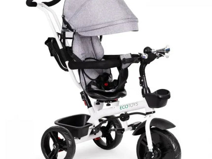 Tricicleta cu sezut reversibil Ecotoys JM-322 - Gri - Bebeboo - Totul pentru copii. Jucării, Hăinuțe, Perne, Mobilier, Textile