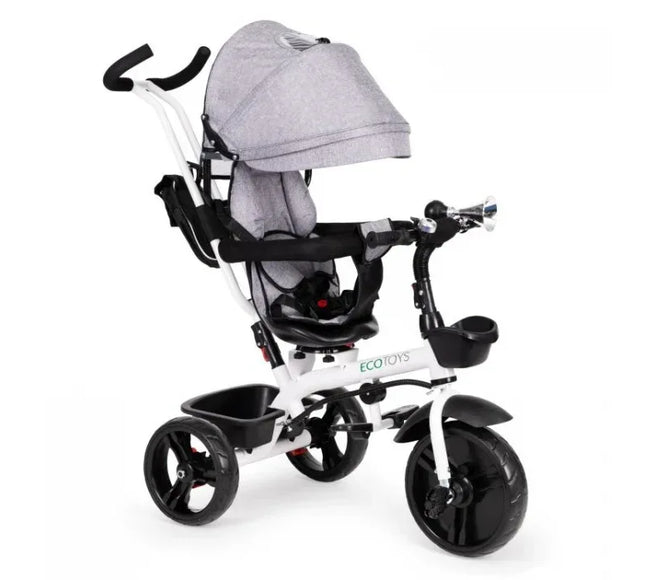 Tricicleta cu sezut reversibil Ecotoys JM-322 - Gri - Bebeboo - Totul pentru copii. Jucării, Hăinuțe, Perne, Mobilier, Textile