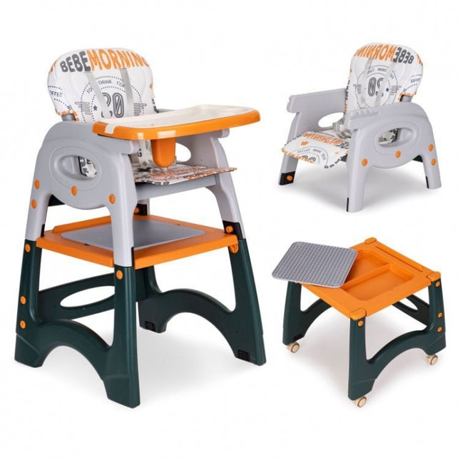 Scaun de masa 2 in 1 pentru copii Ecotoys HA-033 - Portocaliu
