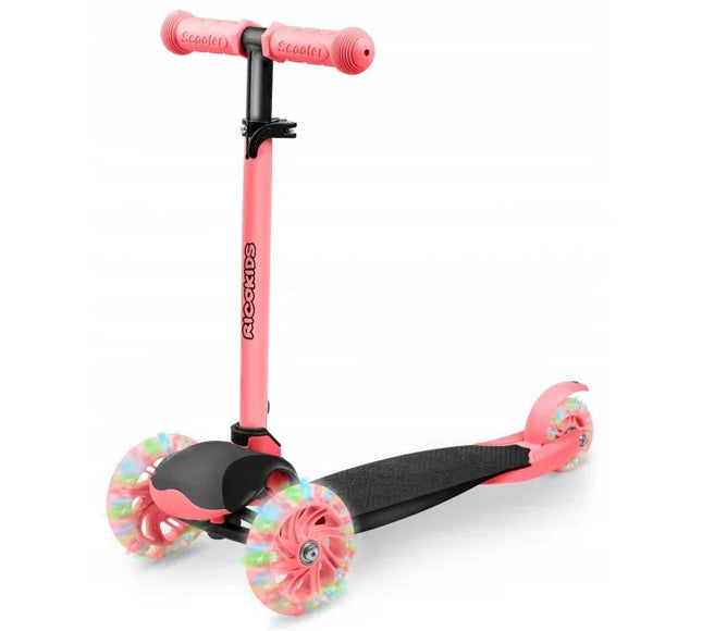 Trotineta cu roti cu LED Ricokids Loco 765108 - Roz cu negru - Bebeboo - Totul pentru copii. Jucării, Hăinuțe, Perne, Mobilier, Textile