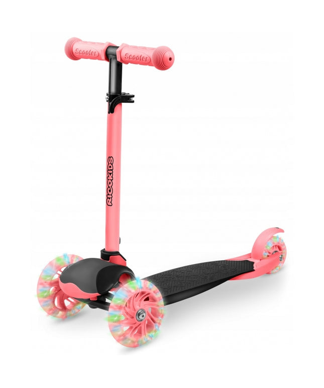 Trotineta cu roti cu LED Ricokids Loco 765108 - Roz cu negru