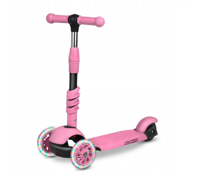 Trotineta 3 in 1 cu roti cu LED Ricokids Todi 765400 - Roz - Bebeboo - Totul pentru copii. Jucării, Hăinuțe, Perne, Mobilier, Textile
