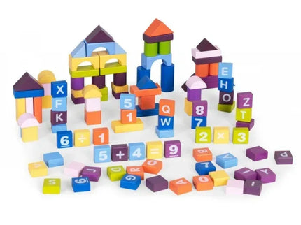 Set educational cu blocuri din lemn, 108 piese, Ecotoys ME434 - Bebeboo - Totul pentru copii. Jucării, Hăinuțe, Perne, Mobilier, Textile