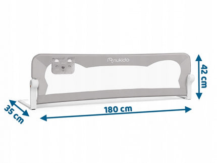 Bariera de protectie pentru pat 180 x 35 x 42 cm Nukido 722400 - Gri