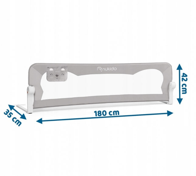 Bariera de protectie pentru pat 180 x 35 x 42 cm Nukido 722400 - Gri