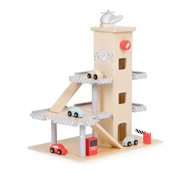 Garaj tip parcare, din lemn, pentru masinute cu lift si masinute Ecotoys W04B047B - Bebeboo - Totul pentru copii. Jucării, Hăinuțe, Perne, Mobilier, Textile