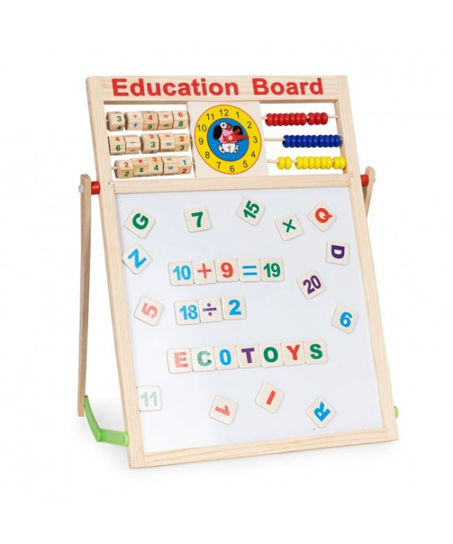 Tabla educationala din lemn cu doua fete si accesorii Ecotoys MB552