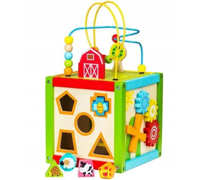 Cub educational din lemn 1004P Ecotoys - Bebeboo - Totul pentru copii. Jucării, Hăinuțe, Perne, Mobilier, Textile