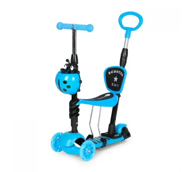 Trotineta 5 in 1 cu sezut si 3 roti cu LED Ecotoys YM-SW-6 - Albastru - Bebeboo - Totul pentru copii. Jucării, Hăinuțe, Perne, Mobilier, Textile