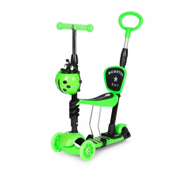 Trotineta 5 in 1 cu sezut si 3 roti cu LED Ecotoys YM-SW-6 - Verde - Bebeboo - Totul pentru copii. Jucării, Hăinuțe, Perne, Mobilier, Textile
