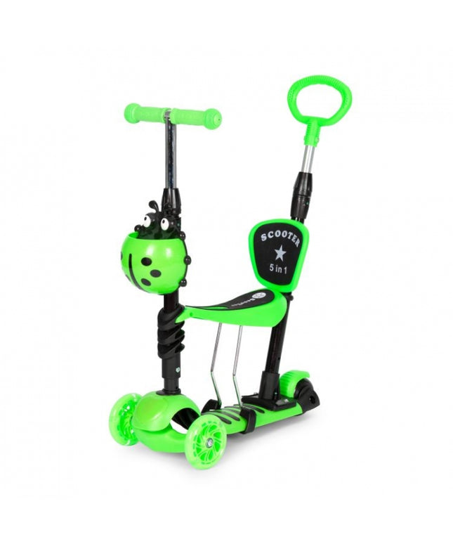Trotineta 5 in 1 cu sezut si 3 roti cu LED Ecotoys YM-SW-6 - Verde