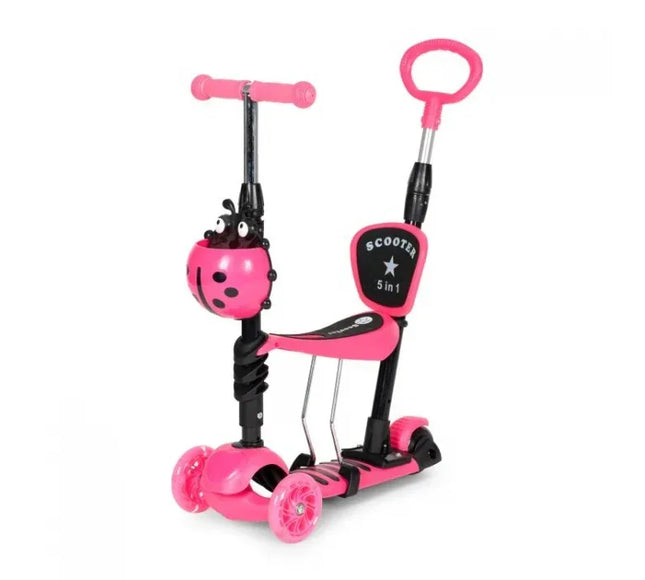 Trotineta 5 in 1 cu sezut si 3 roti cu LED Ecotoys YM-SW-6 - Roz - Bebeboo - Totul pentru copii. Jucării, Hăinuțe, Perne, Mobilier, Textile