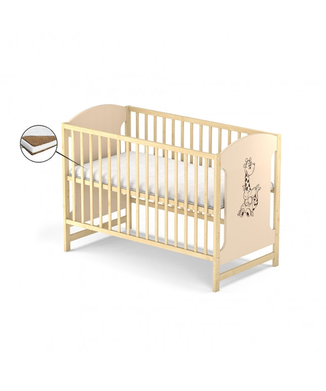 Patut fara sertar VESSANTI MILO GIRAFA - Crem cu Natur + Saltea cocos 10 cm