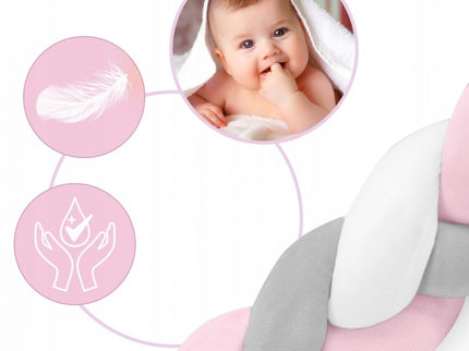 Protectie laterala pentru patut, impletita, 2 m, Ricokids 722003 - Roz
