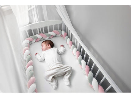 Protectie laterala pentru patut, impletita, 2 m, Ricokids 722003 - Roz