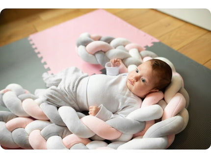 Protectie laterala pentru patut, impletita, 2 m, Ricokids 722003 - Roz