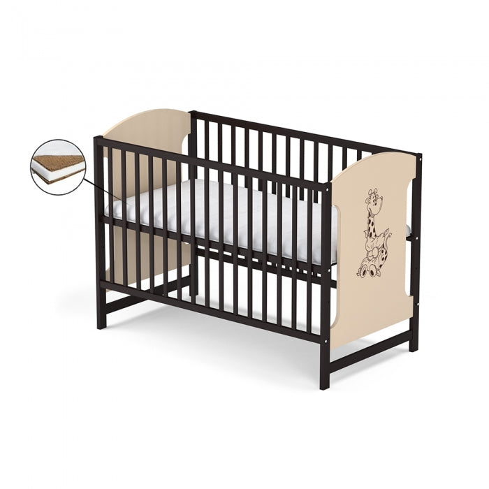 Patut fara sertar VESSANTI MILO GIRAFA - Crem cu wenge + Saltea Cocos 10 cm