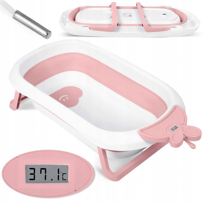 Cadita de baie cu dop de scurgere si termometru Ricokids RK-282 - Roz