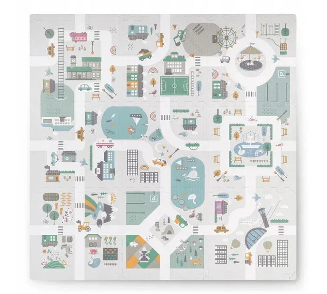 Salteluta de joaca interactiva 105 x 105 cm Nukido Town 738000 - Bebeboo - Totul pentru copii. Jucării, Hăinuțe, Perne, Mobilier, Textile