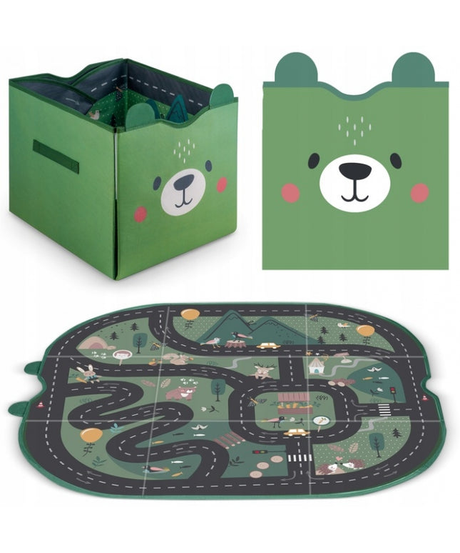 Cos de depozitare 2 in 1 cu salteluta de joaca pentru copii Nukido - Verde