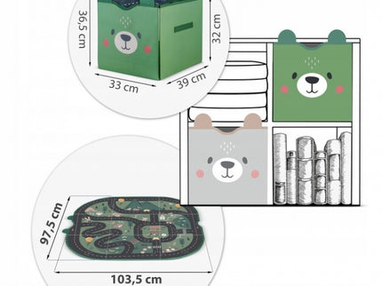 Cos de depozitare 2 in 1 cu salteluta de joaca pentru copii Nukido - Verde