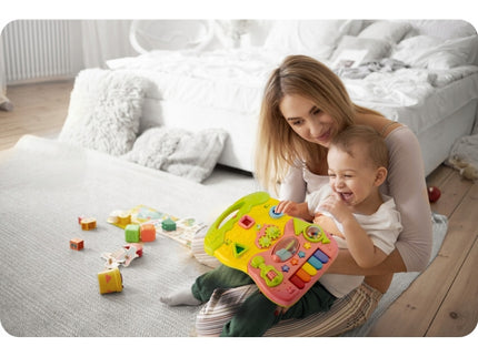 Antemergator 2 in 1 cu diverse activitati si muzica Ricokids RK-744 - Roz