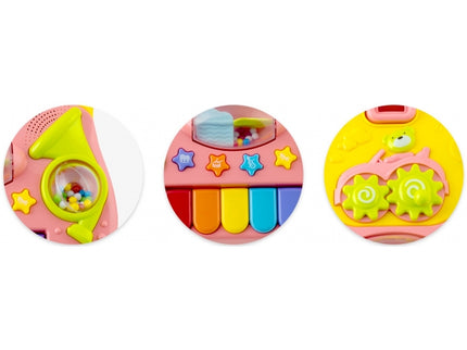 Antemergator 2 in 1 cu diverse activitati si muzica Ricokids RK-744 - Roz