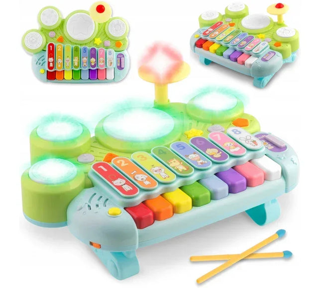 Jucarie educativa cu xilofon, pian, tobe si lumini Ricokids RK-751 - Bebeboo - Totul pentru copii. Jucării, Hăinuțe, Perne, Mobilier, Textile