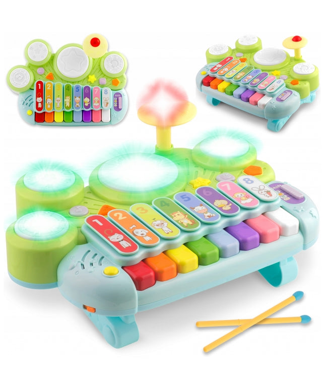 Jucarie educativa cu xilofon, pian, tobe si lumini Ricokids RK-751