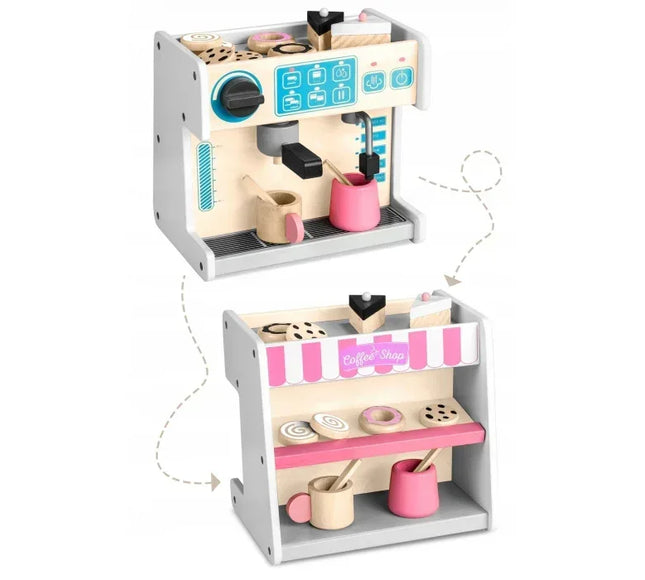 Jucarie interactiva din lemn, coffee shop, Ricokids 785101 - Alb - Bebeboo - Totul pentru copii. Jucării, Hăinuțe, Perne, Mobilier, Textile